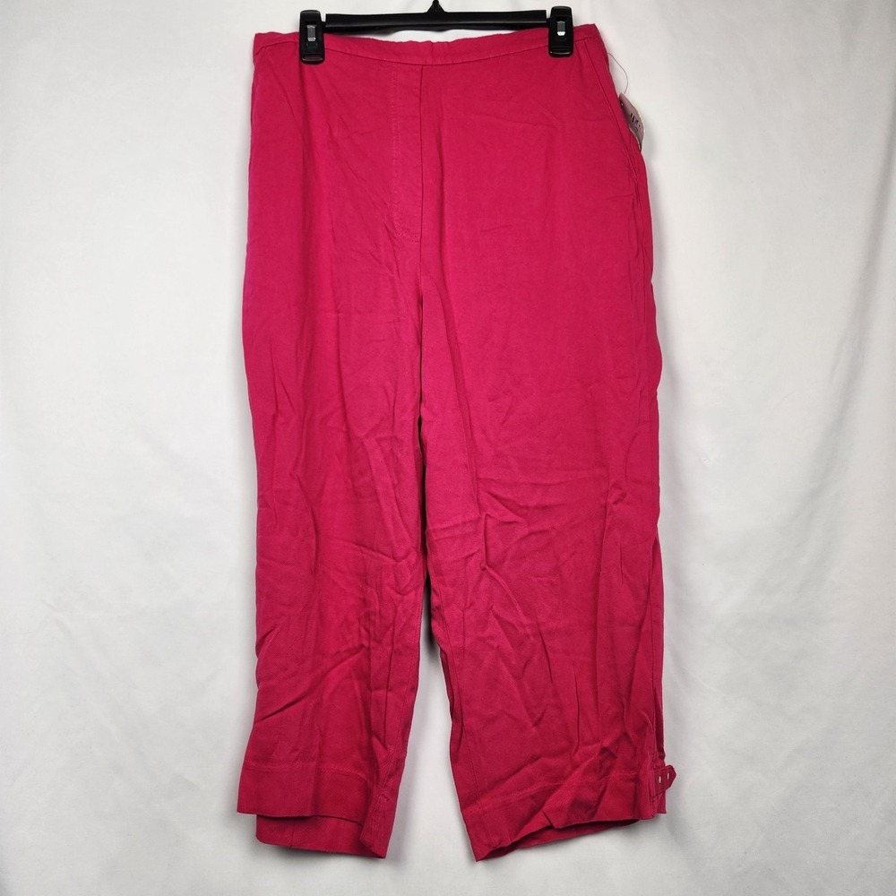 East 5th Women's Pull‎ On Cropped Pants Size XL Pink Rayon Pockets Elastic NWT